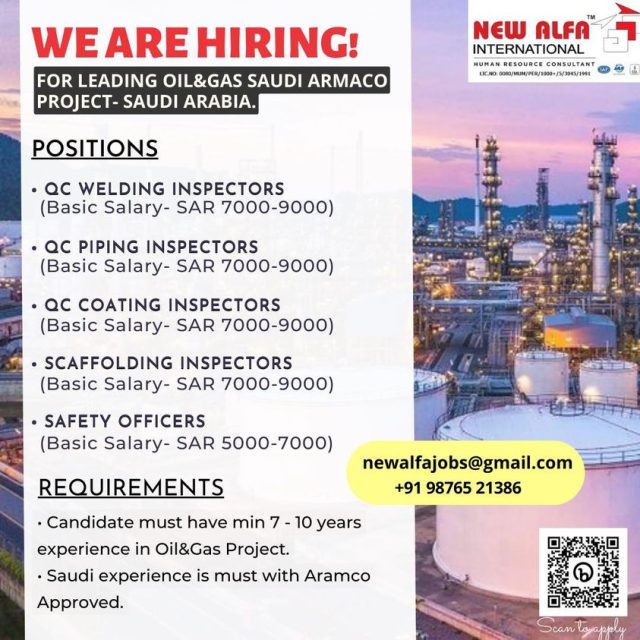 Hiring for Leading Oil & Gas Aramco Project -Saudi Arabia - Assignments Abroad Time