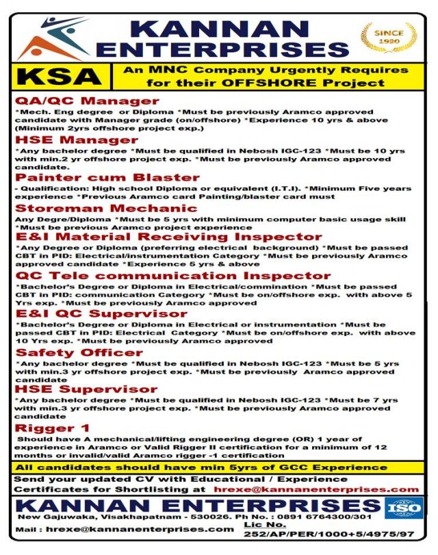 OFFSHORE PROJECT KSA - Assignments Abroad Time