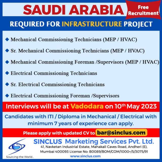 FREE RECRUITMENT FOR INFRASTRUCTURE PROJECT - SAUDI ARABIA - Assignments Abroad Time