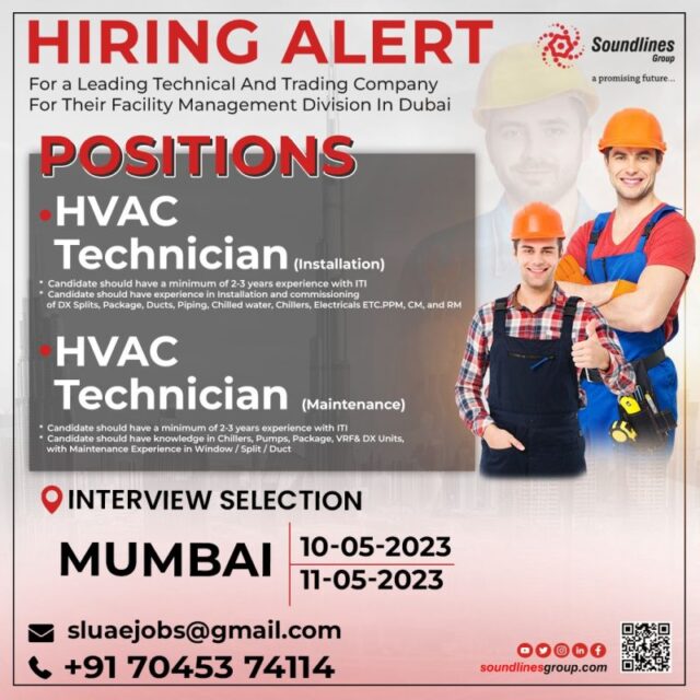 REQUIRED HVAC TECHNICIANS FOR DUBAI  - Assignments Abroad Time