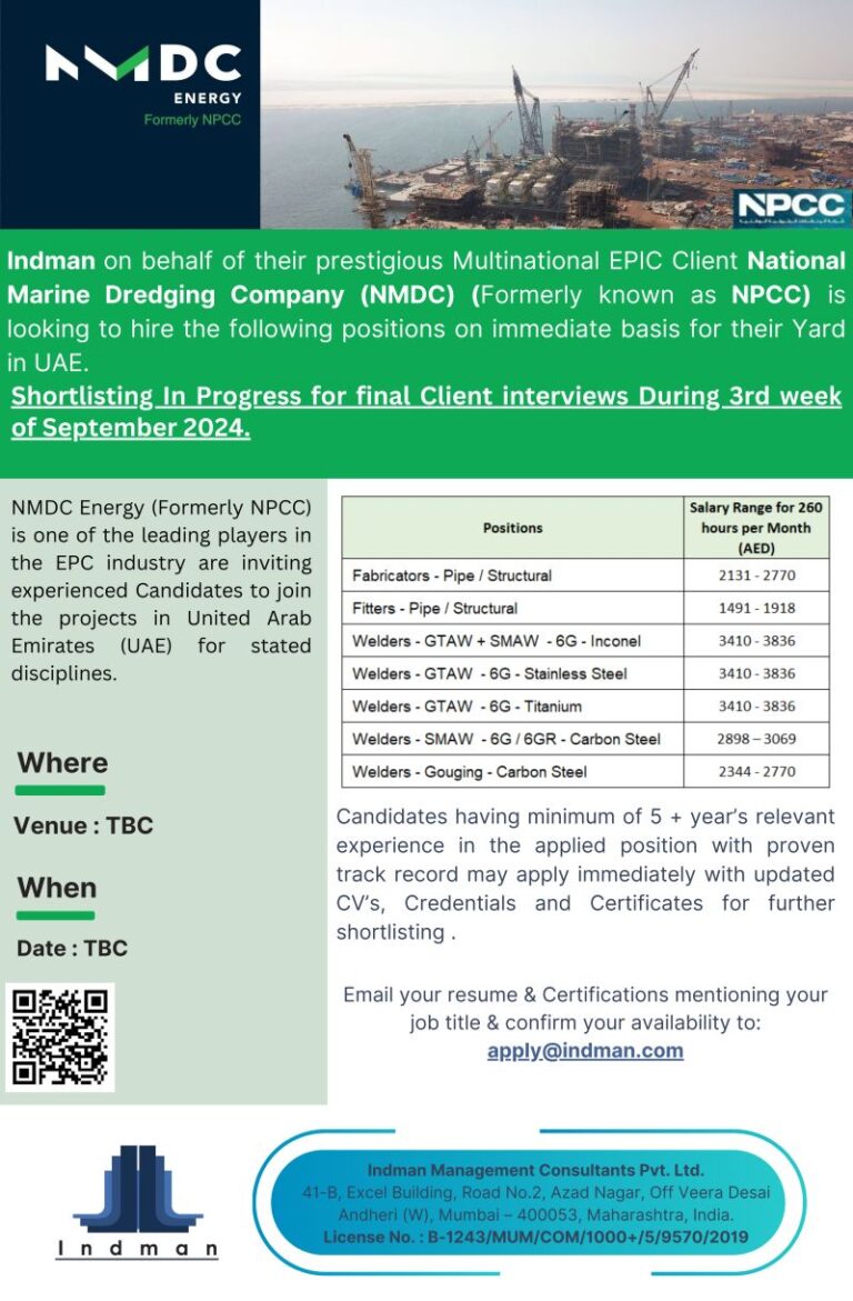 Immediate Job Openings at NMDC Energy (Formerly NPCC) 