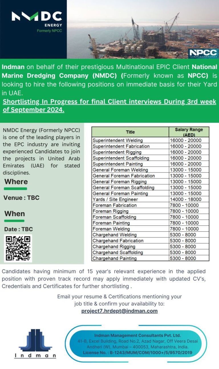 Job Openings for NMDC Energy (Formerly NPCC) 