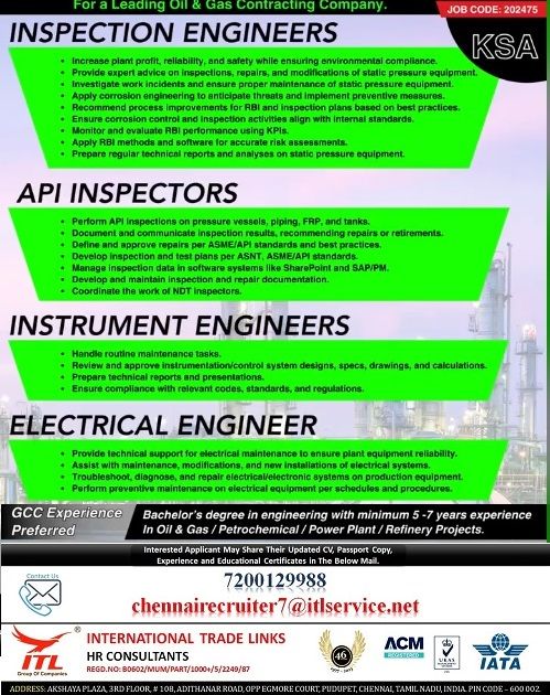 Saudi Arabia – Oil &Gas / Petrochemical Jobs