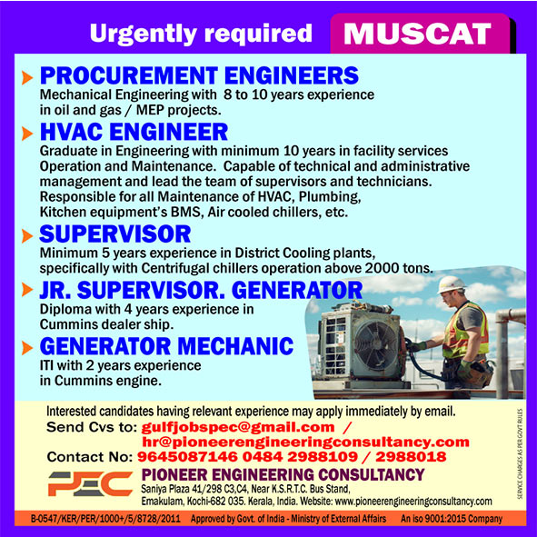 Urgent Job Openings in Muscat 