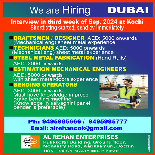 Jobs in Dubai – Interview in September 2024