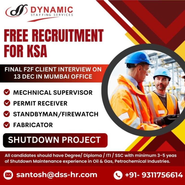 Job Opportunities in KSA – Shutdown Project