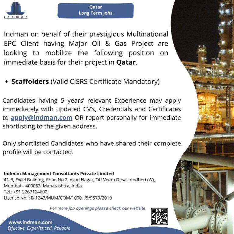 Qatar Long Term Jobs – Major Oil & Gas Project