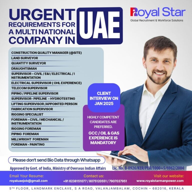 Hiring For Multinational Company in the Oil & Gas industry.