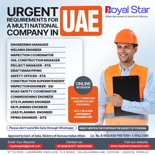 Urgent Recruitment for UAE – Multinational Company