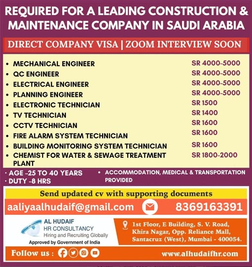 Job Opportunities in Saudi Arabia: Construction & Maintenance Roles