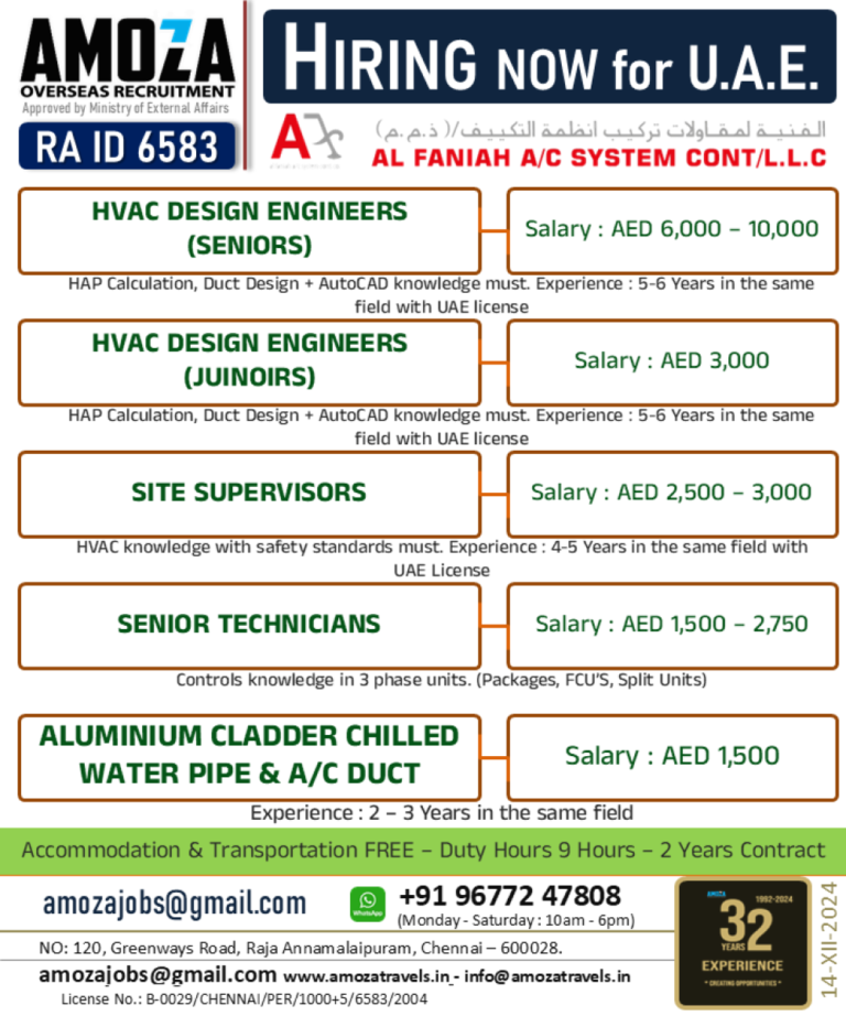 Job Opportunities in the UAE – HVAC Experts Needed!